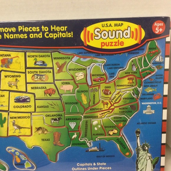 Melissa & Doug U.S.A. Sound Puzzle Wooden State Names & Capital New Sealed - Picture 2 of 10